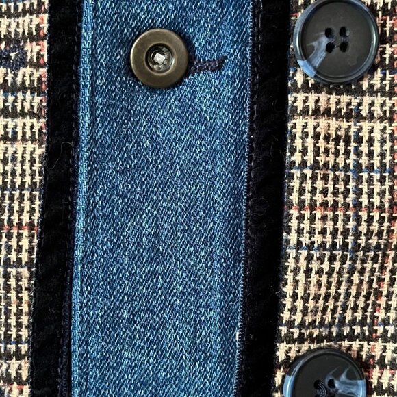 Sahali Plaid Tweed & Denim sz. 12 Lagen-Look Blue Tan Equestrian Riding Jacket - Picture 3 of 9